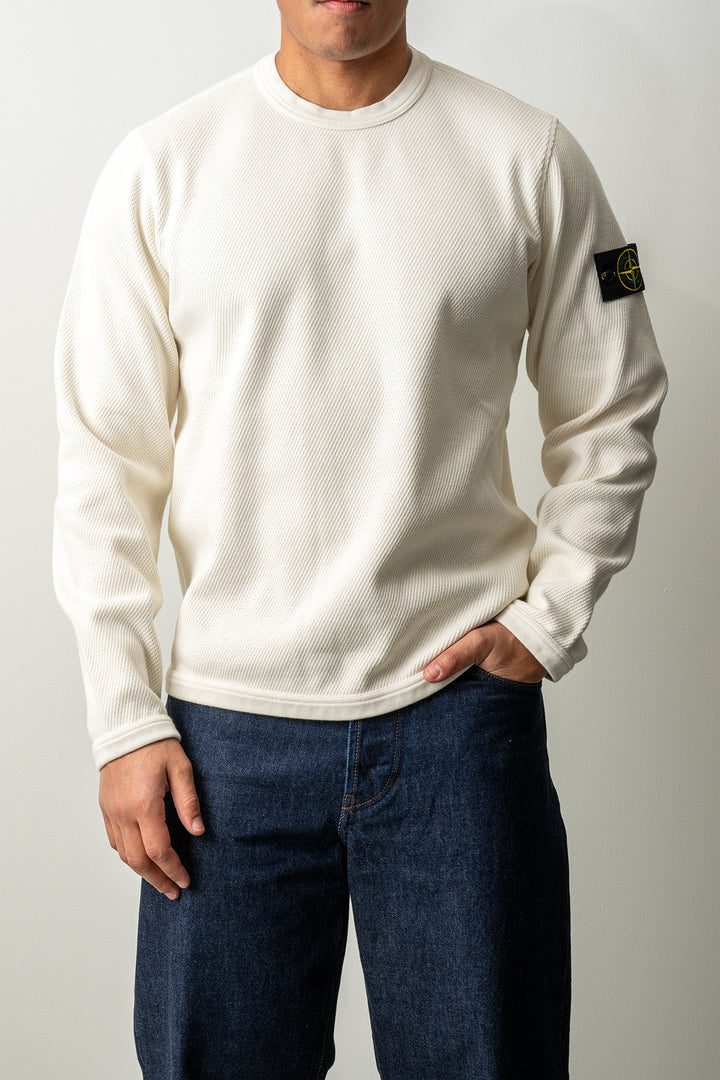 Mesh Stitch Organic Cotton Fleece Sweater 6100011 IVORY