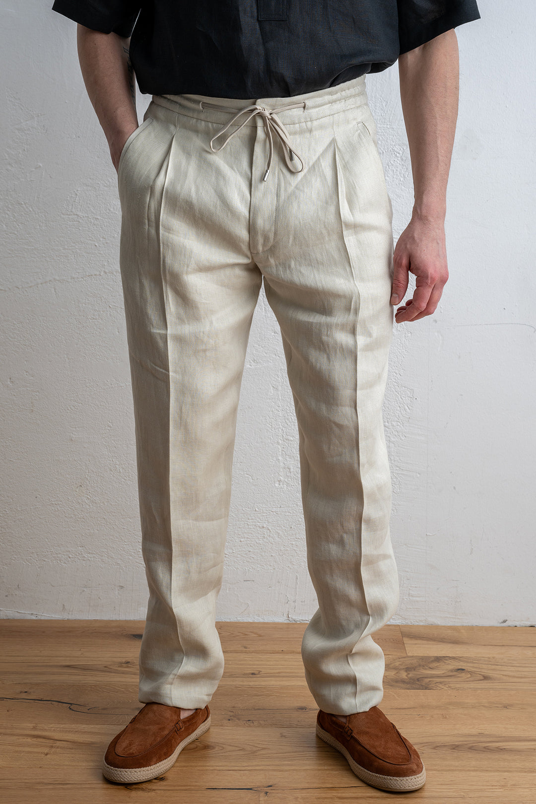 Miami Drawstring Linen Trouser SAND