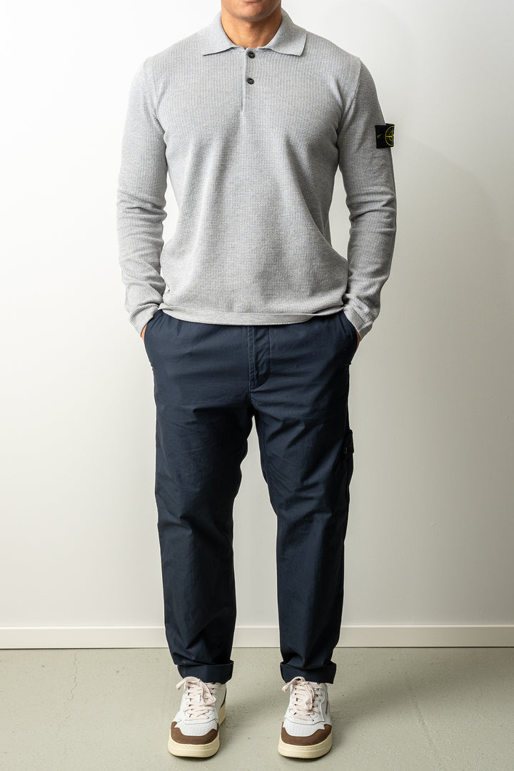 Micro Stitch Soft Organic Cotton LS Polo 5100024 Melange Pearl Grey