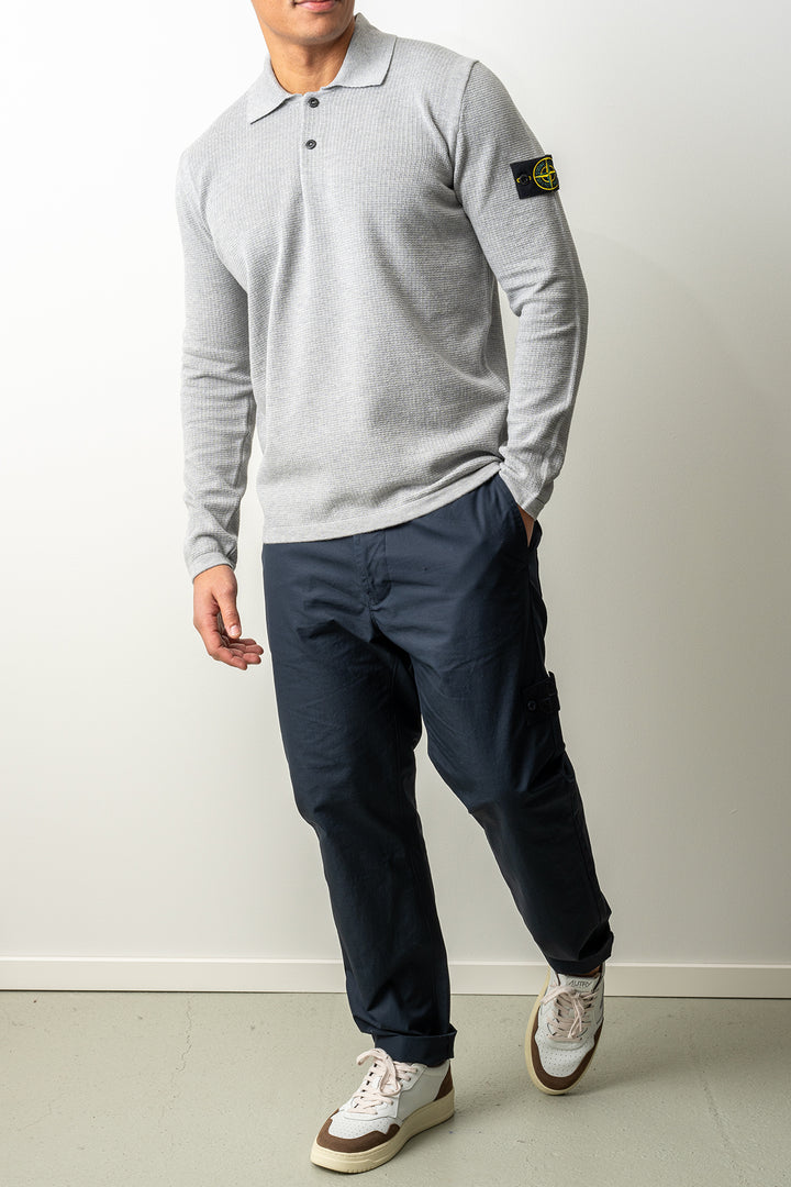 Micro Stitch Soft Organic Cotton LS Polo 5100024 Melange Pearl Grey