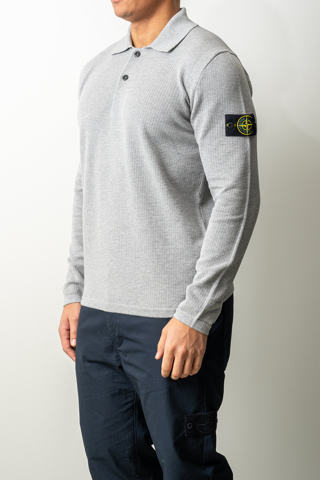 Micro Stitch Soft Organic Cotton LS Polo 5100024 Melange Pearl Grey