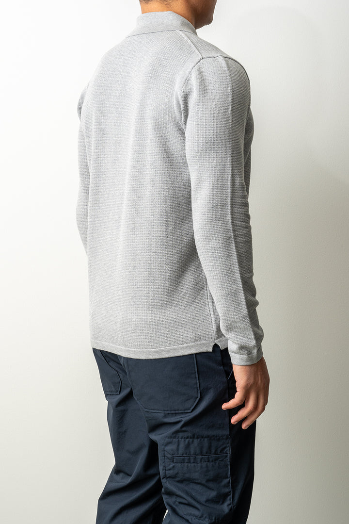 Micro Stitch Soft Organic Cotton LS Polo 5100024 Melange Pearl Grey