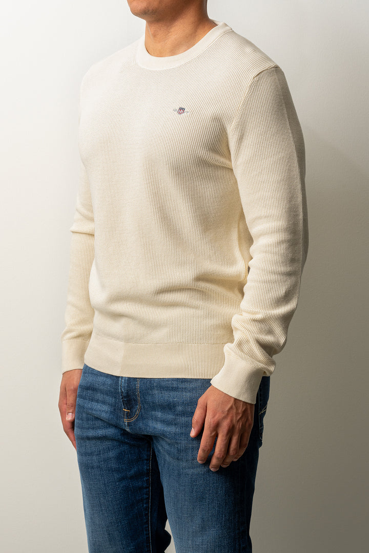 Micro Textured Cotton C-Neck CREAM