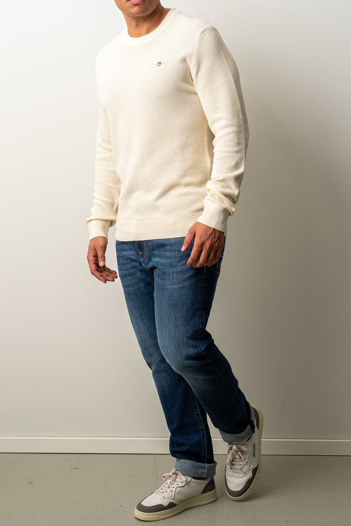 Micro Textured Cotton C-Neck CREAM