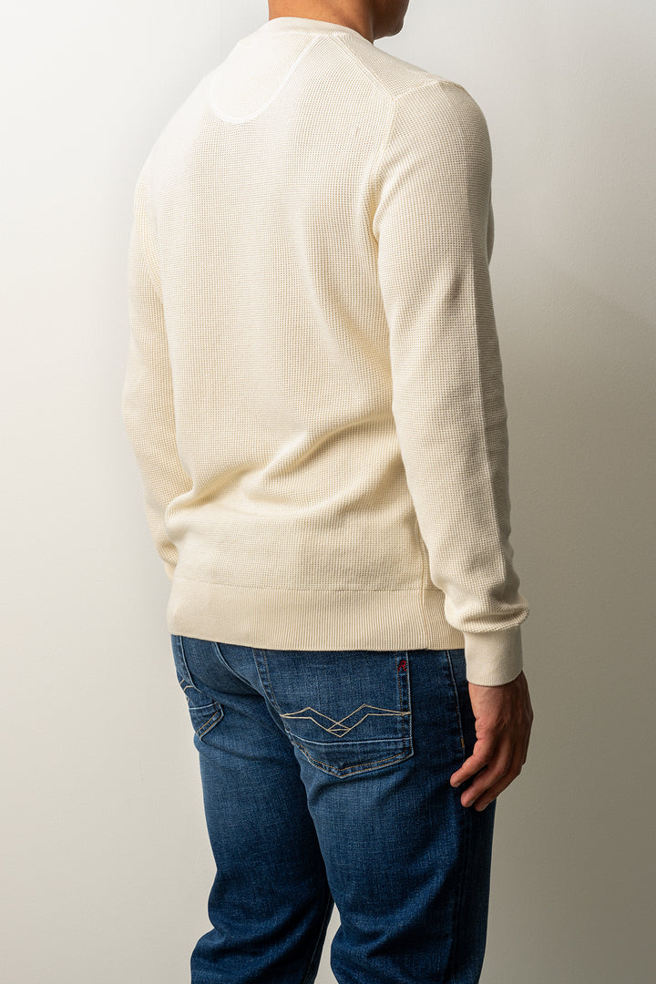 Micro Textured Cotton C-Neck CREAM