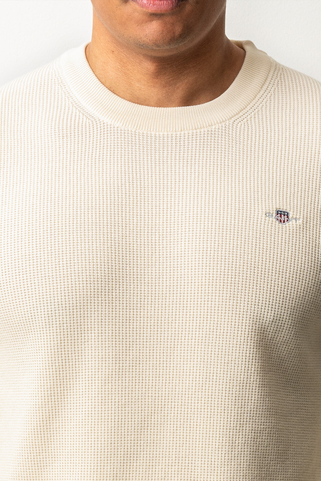 Micro Textured Cotton C-Neck CREAM