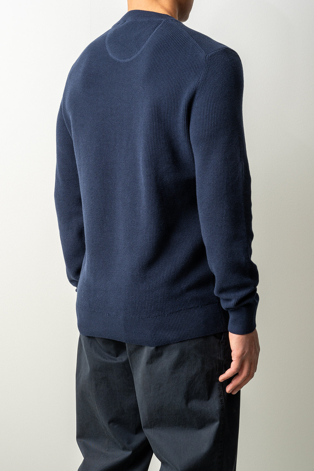 Micro Textured Cotton C-Neck Evening Blue