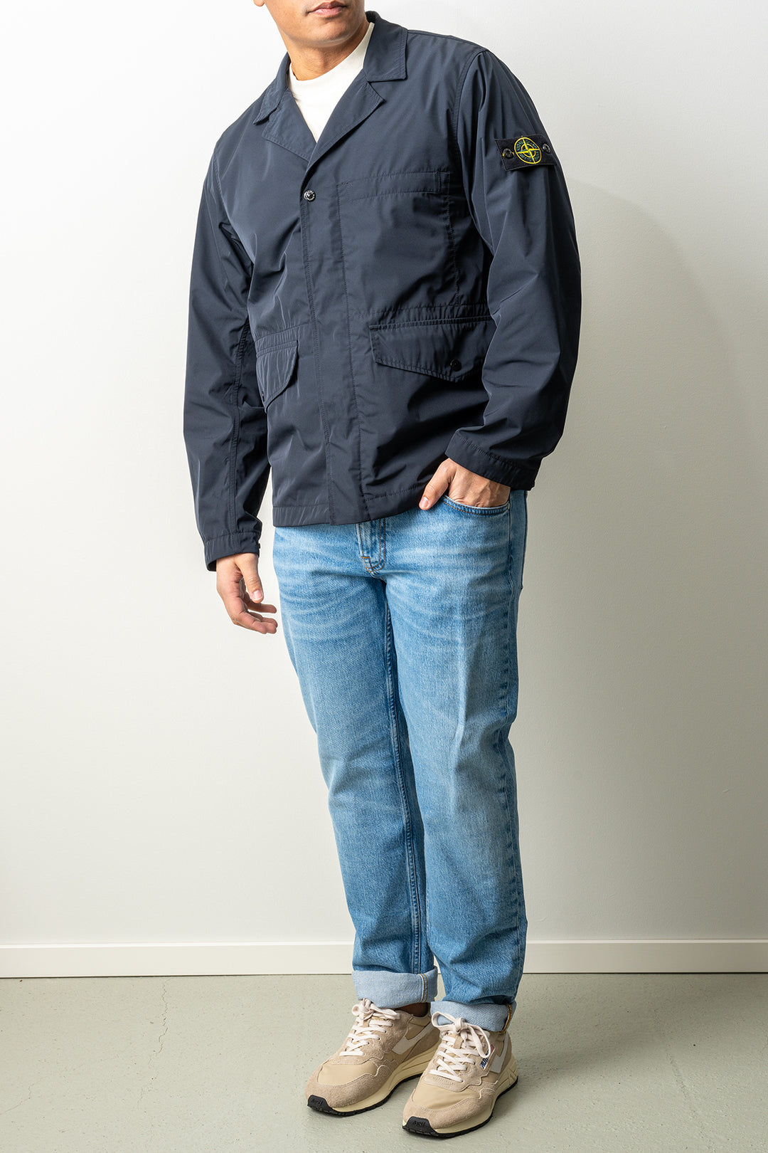 Micro Twill Blazer A100001 Navy Blue