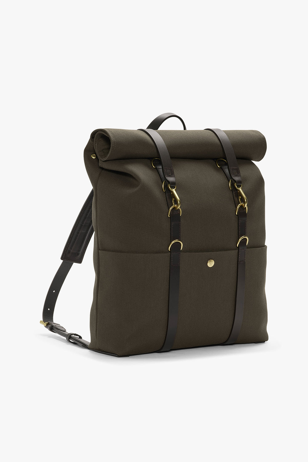 M/S BACKPACK ARMY/DARK BROWN – MISMO, snett framifrån