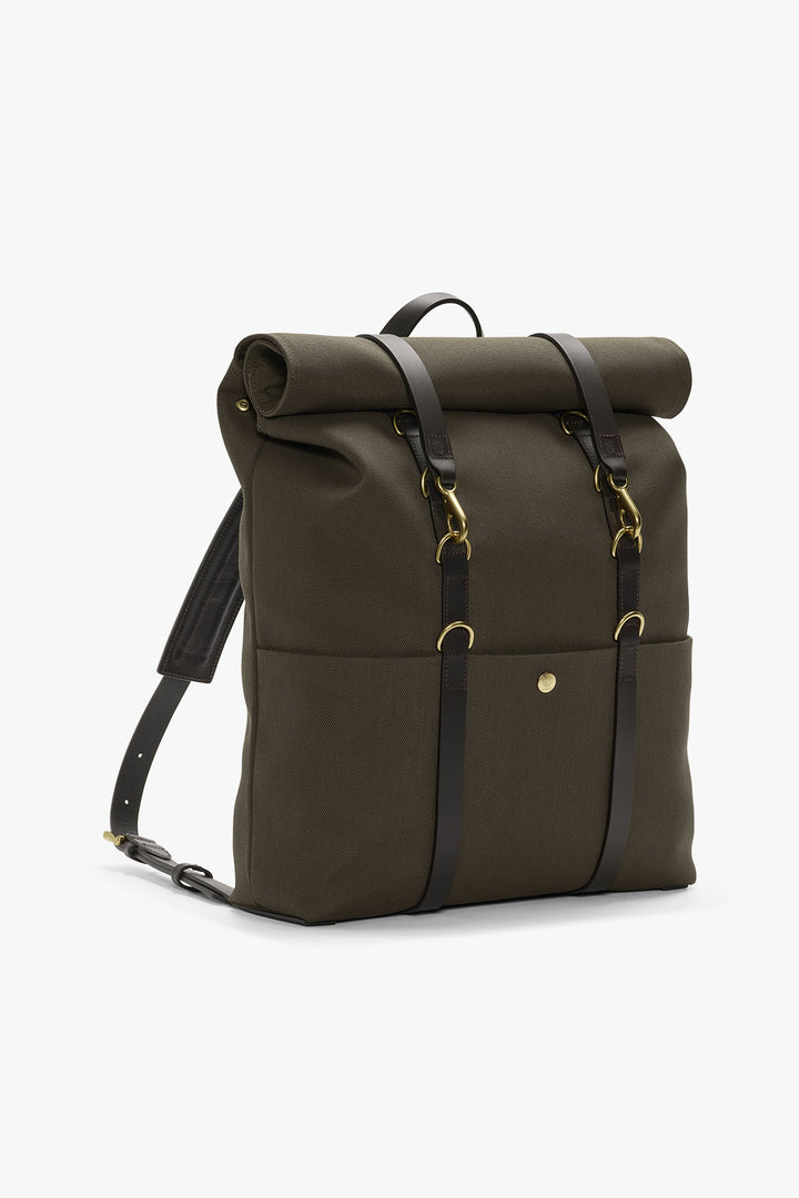 M/S BACKPACK ARMY/DARK BROWN – MISMO, snett framifrån