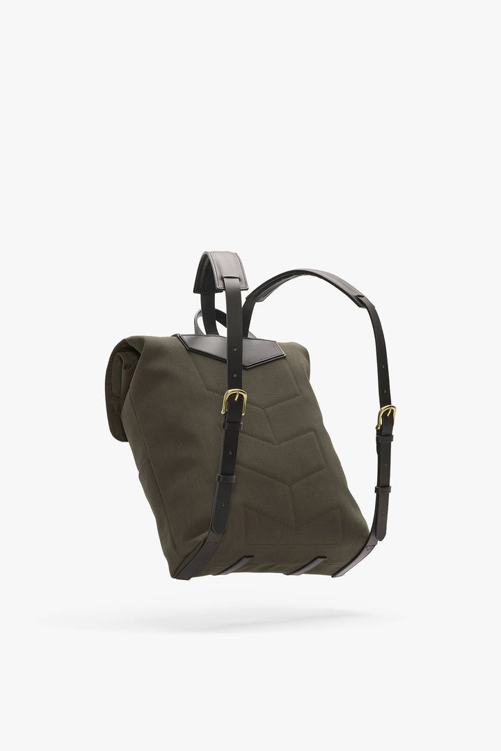 M/S BACKPACK ARMY/DARK BROWN – MISMO, baksida med axelremmar