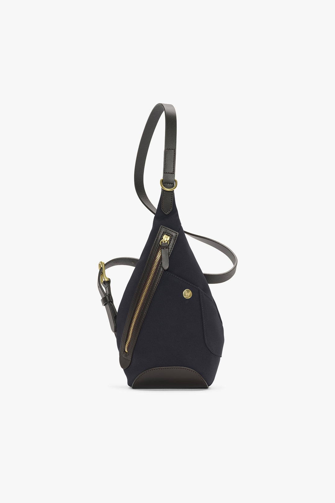 MS DROP BAG Navy/Dark Brown – MISMO, framifrån