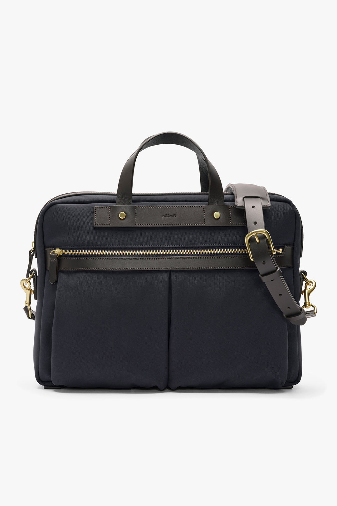 MS OFFICE Navy/Dark Brown – MISMO, framifrån med axelrem