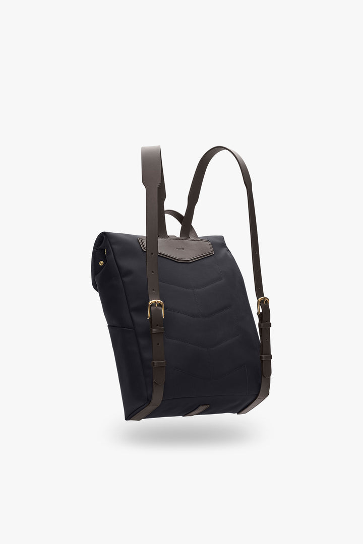 MS RUCKSACK Navy/Dark Brown – MISMO, baksida med axelremmar