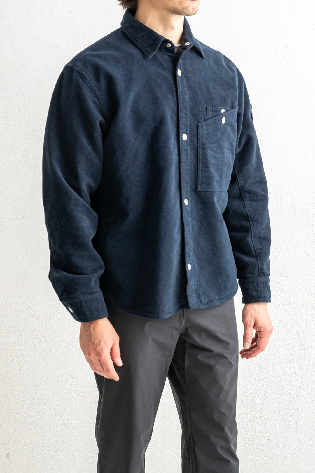 Moleskin-TC Organic Cotton Overshirt 1200019 Navy Blue