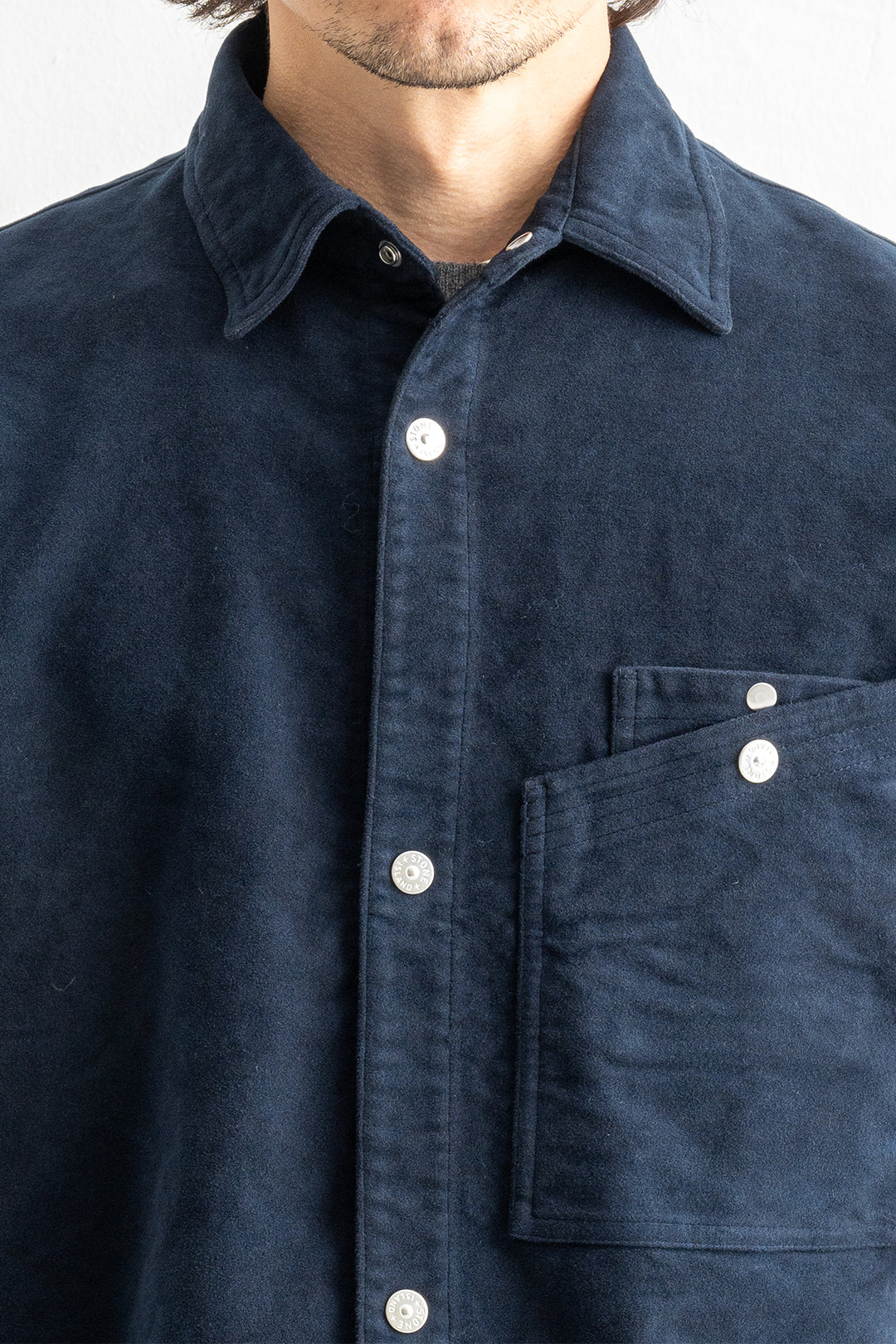 Moleskin-TC Organic Cotton Overshirt 1200019 Navy Blue