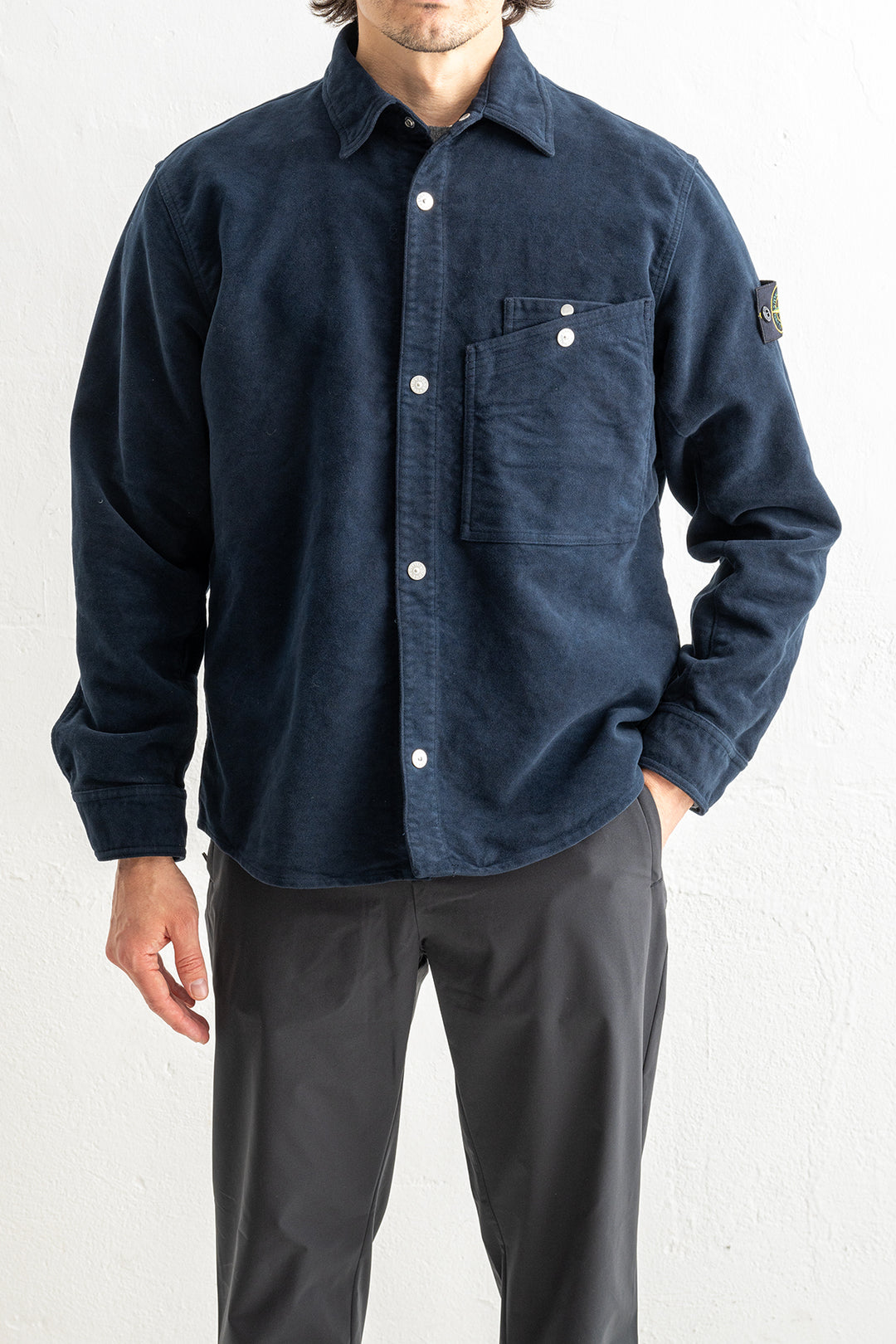 Moleskin-TC Organic Cotton Overshirt 1200019 Navy Blue