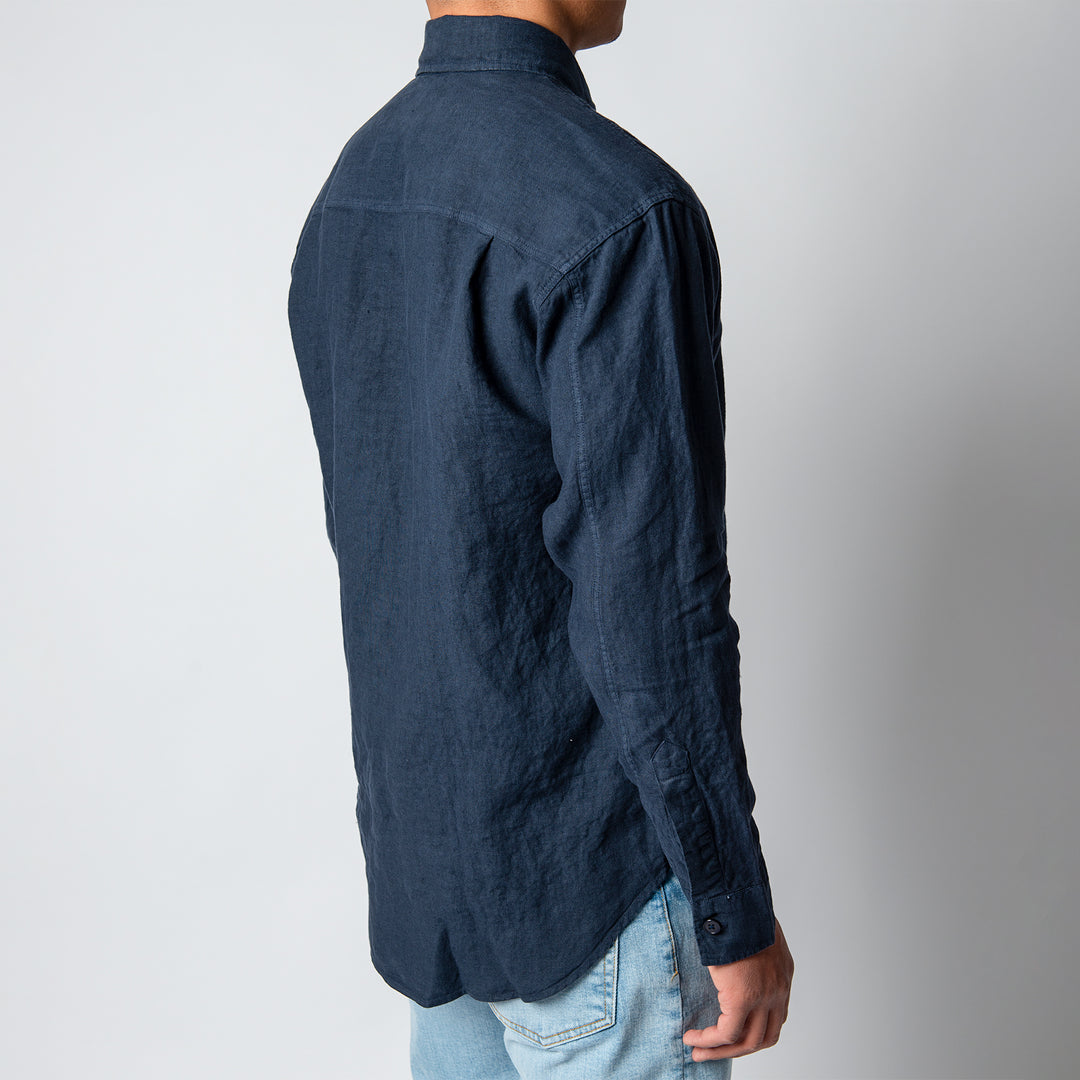 Adwin Linen Shirt Navy Blue