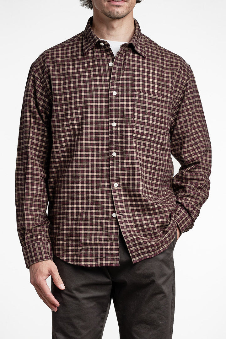 Deon 5465 Flannel Shirt Bordeaux Check – NN07, framifrån