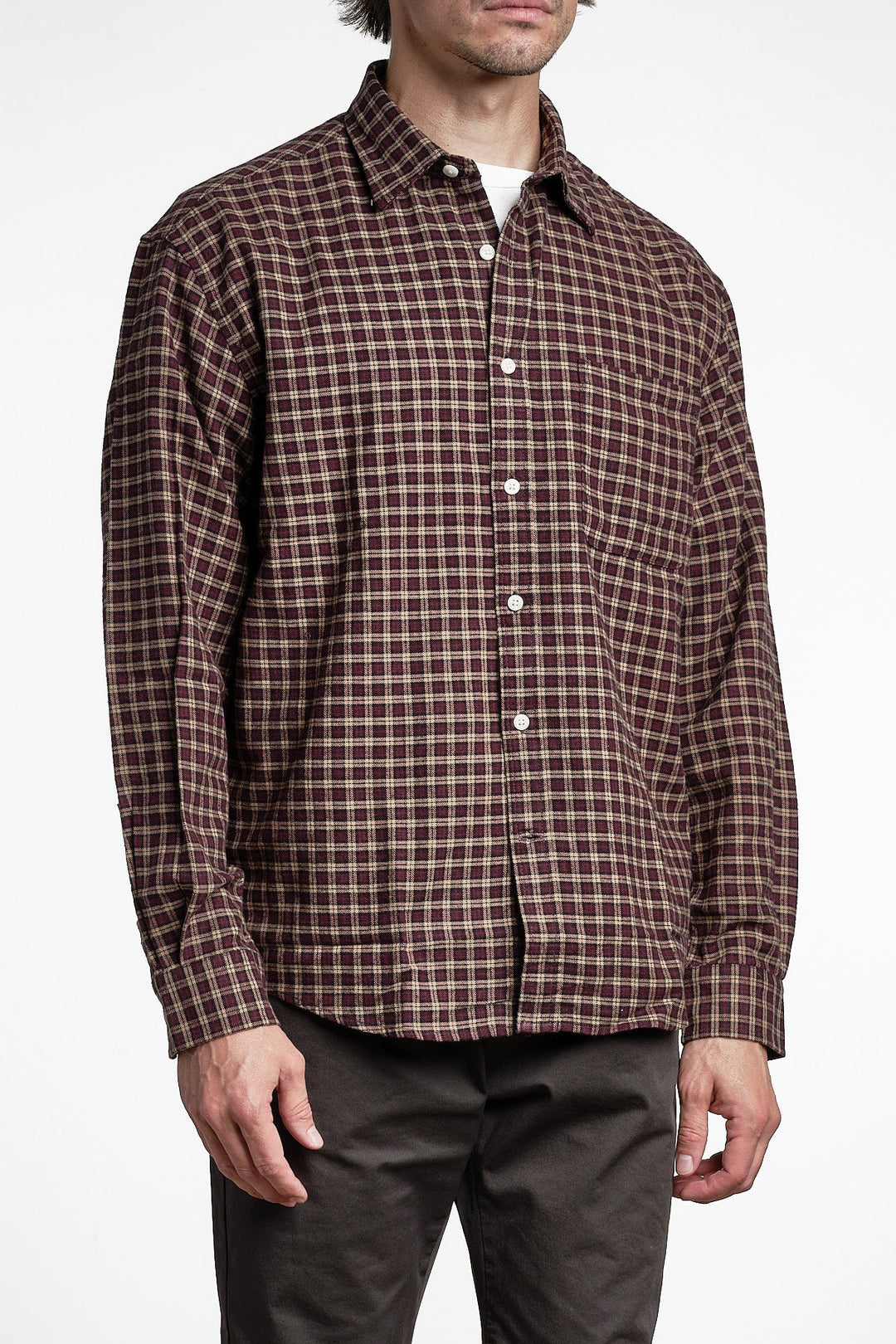 Deon 5465 Flannel Shirt Bordeaux Check – NN07, bakifrån