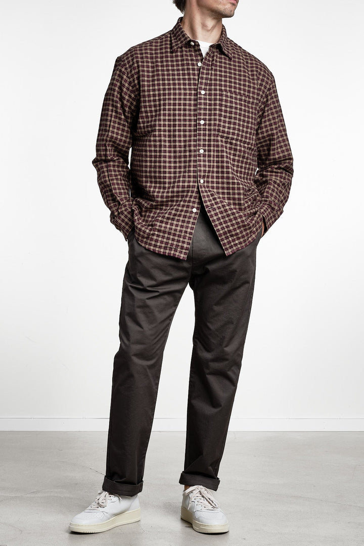 Deon 5465 Flannel Shirt Bordeaux Check – NN07, detaljbild