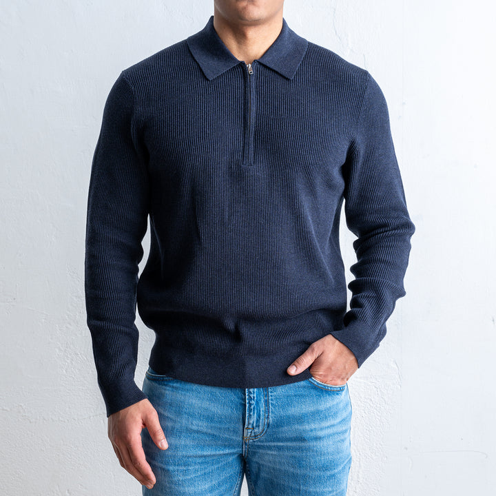 Hansie LS Zip 6600 Navy melange