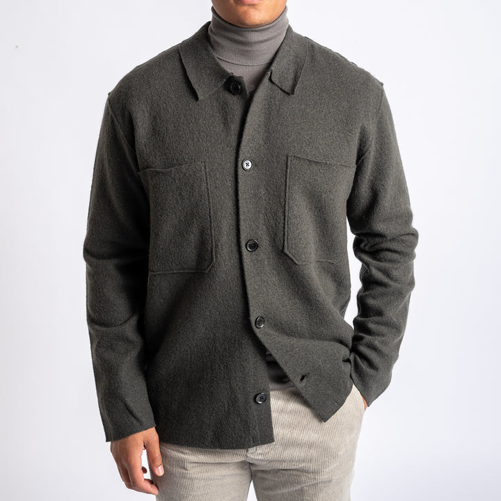 JONAS BOILED WOOL OVERSHIRT Dark Army