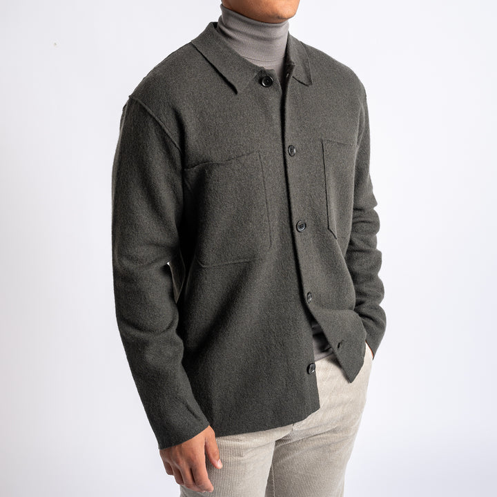 JONAS BOILED WOOL OVERSHIRT Dark Army