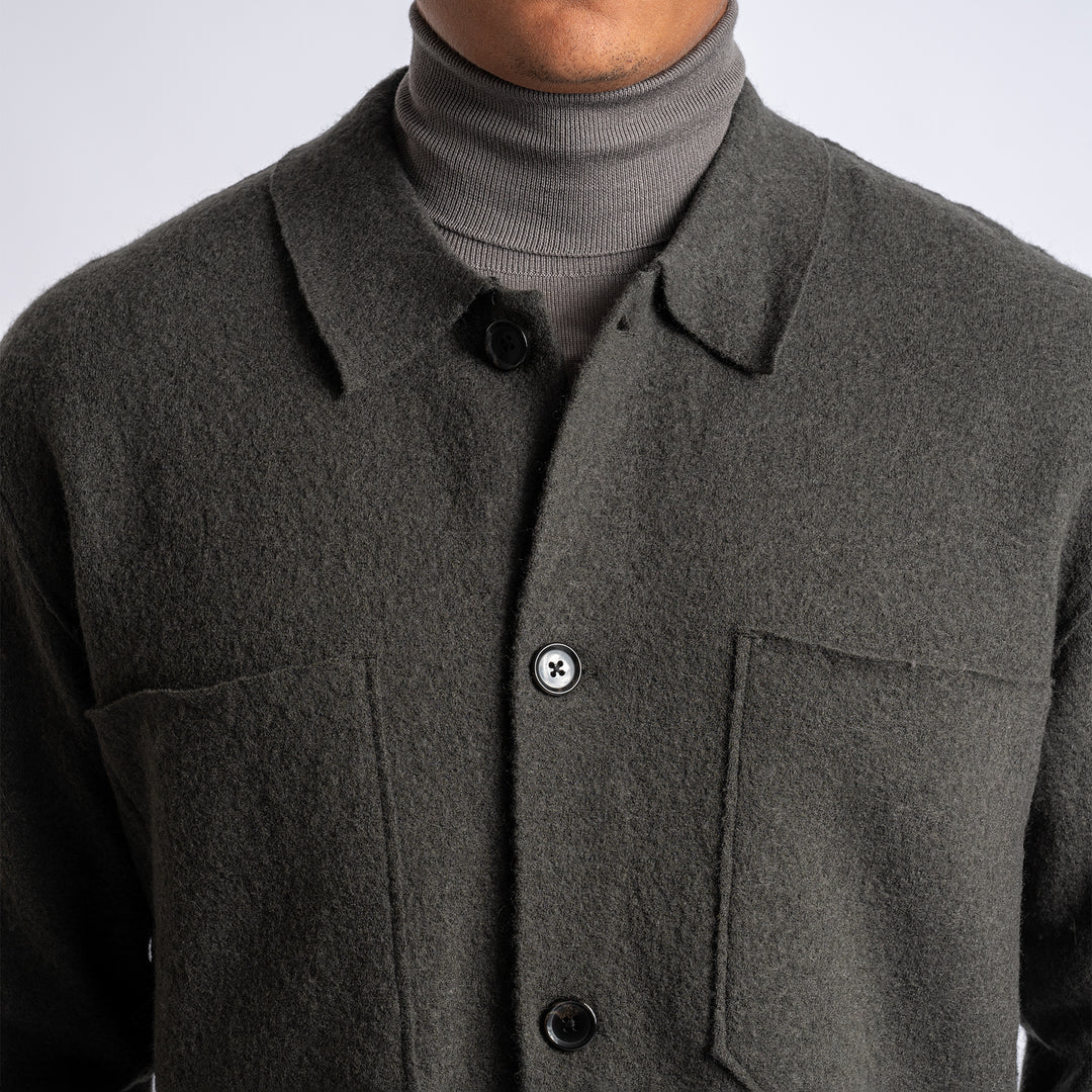 JONAS BOILED WOOL OVERSHIRT Dark Army