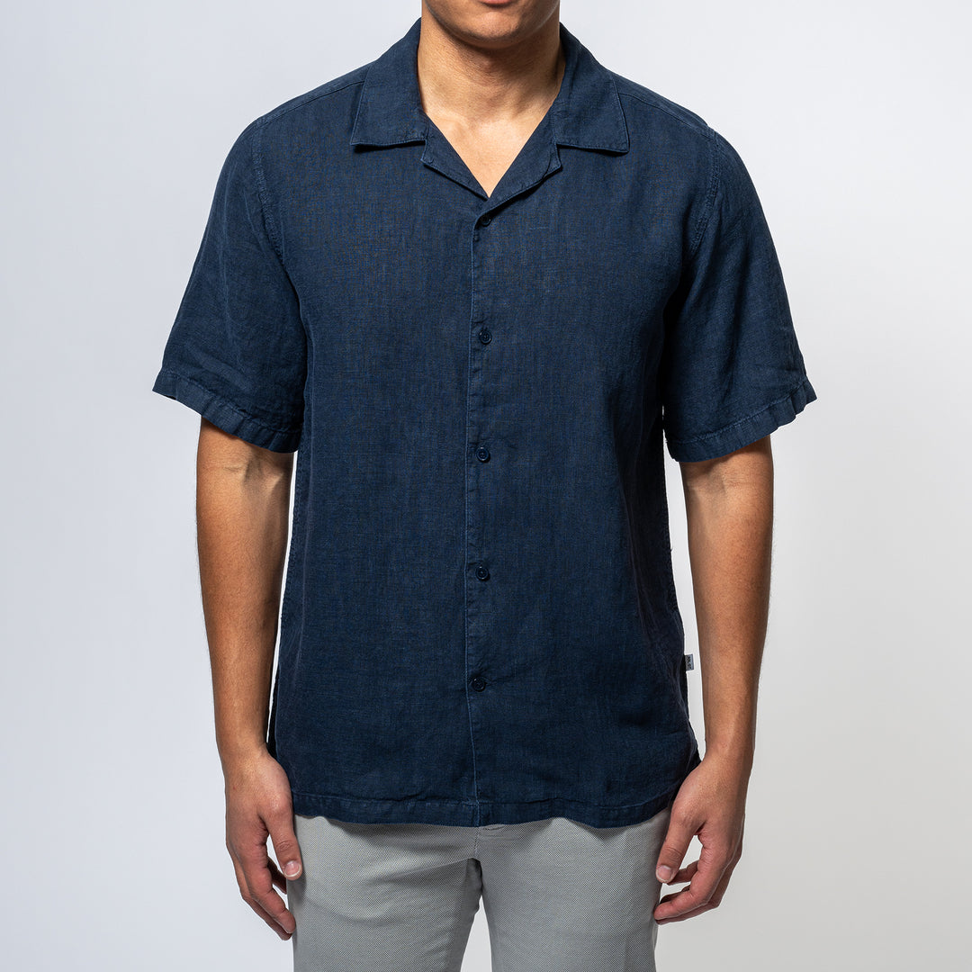 Julio SS Linen Shirt NAVY BLUE