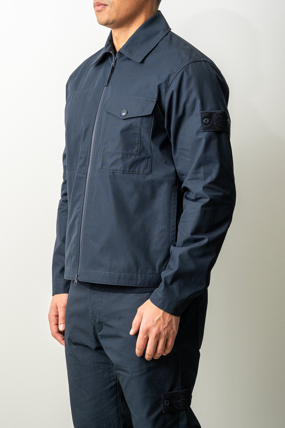 Organic Cotton Canvas Ghost Overshirt 1200011 Navy Blue