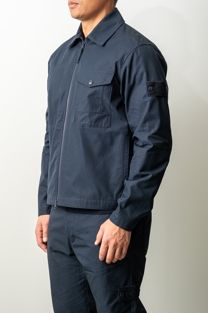 Organic Cotton Canvas Ghost Overshirt 1200011 Navy Blue