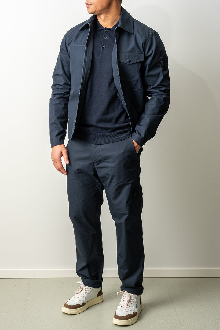 Organic Cotton Canvas Ghost Overshirt 1200011 Navy Blue