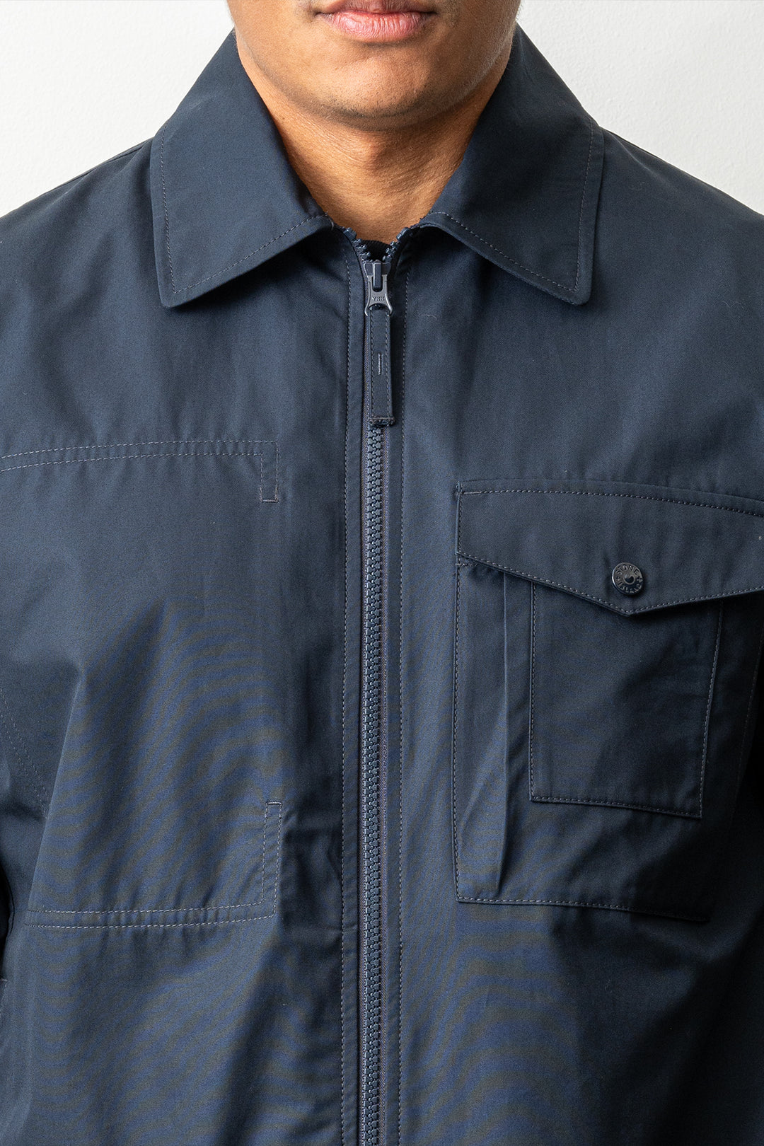 Organic Cotton Canvas Ghost Overshirt 1200011 Navy Blue