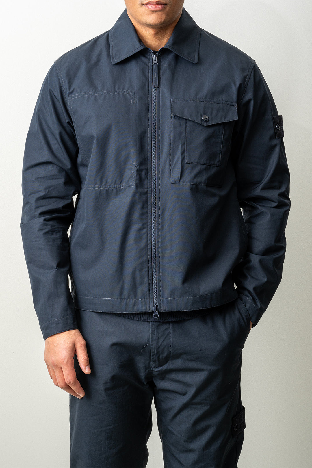 Organic Cotton Canvas Ghost Overshirt 1200011 Navy Blue