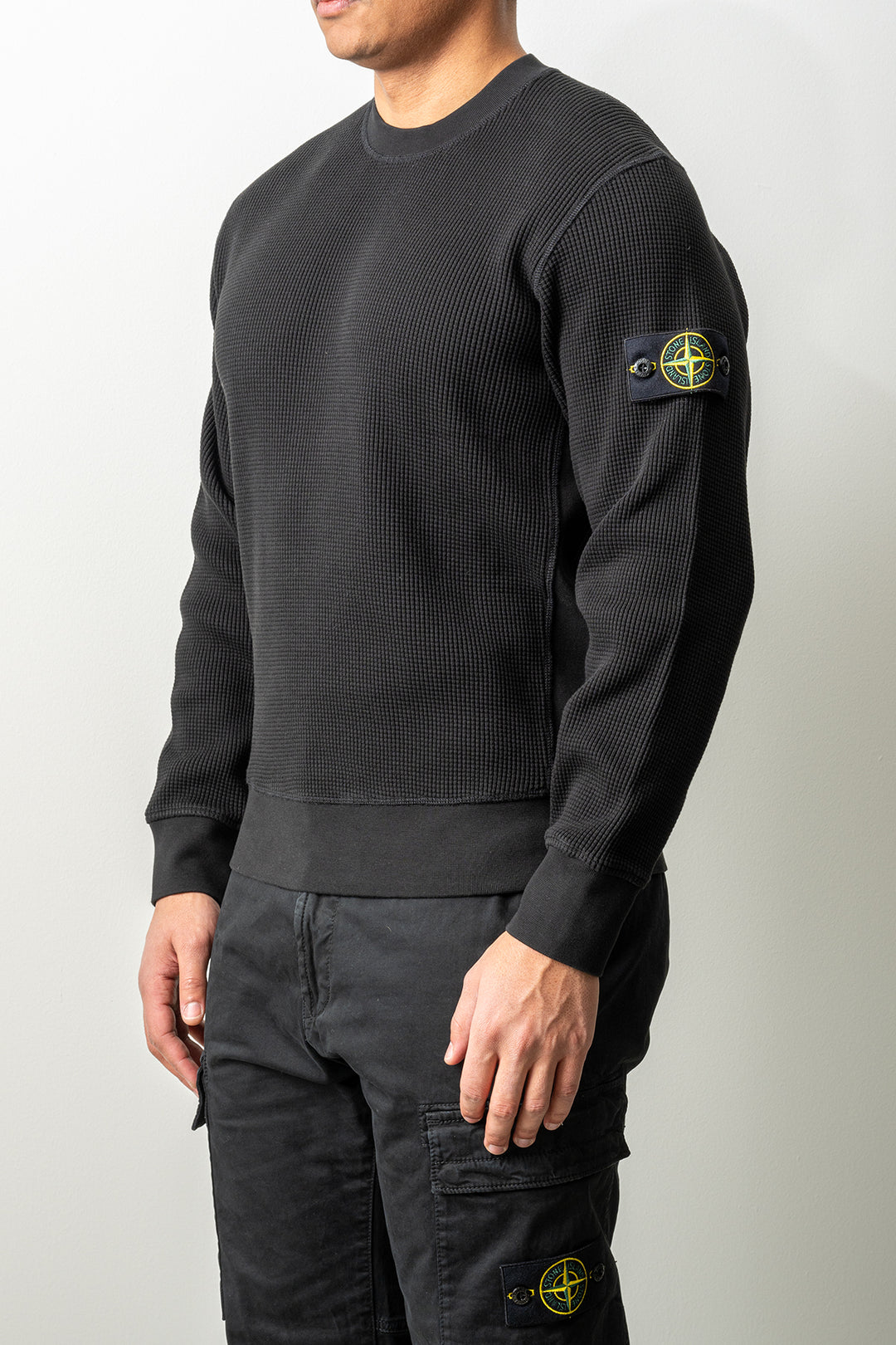 Organic Cotton Waffle Fleece Sweater 6100056 Black