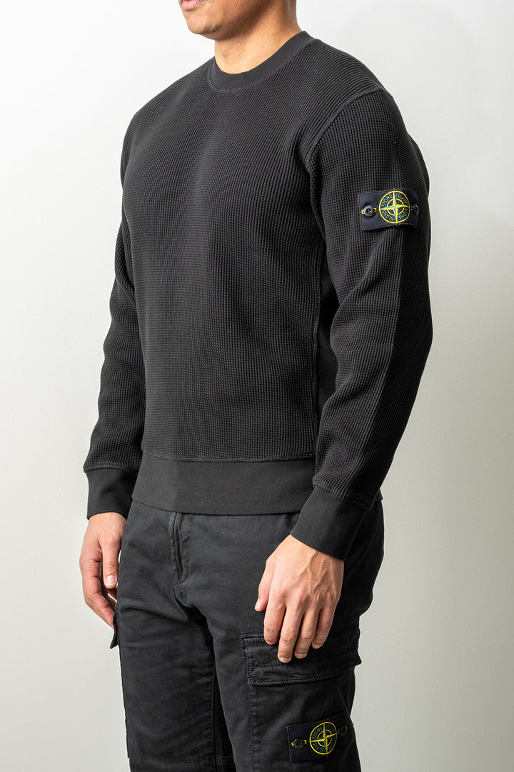 Organic Cotton Waffle Fleece Sweater 6100056 Black