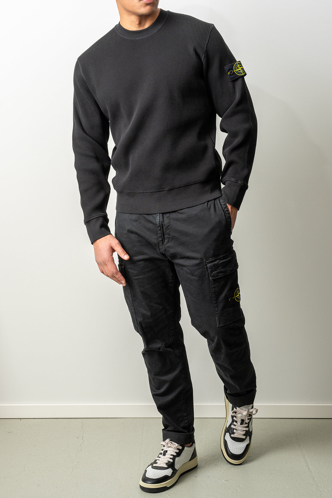 Organic Cotton Waffle Fleece Sweater 6100056 Black