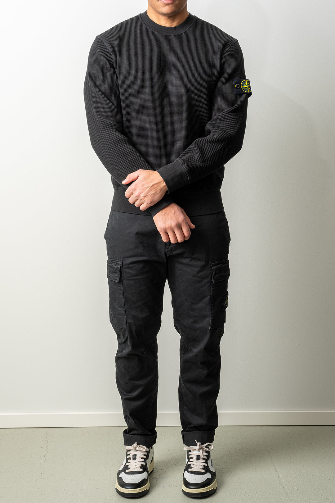 Organic Cotton Waffle Fleece Sweater 6100056 Black