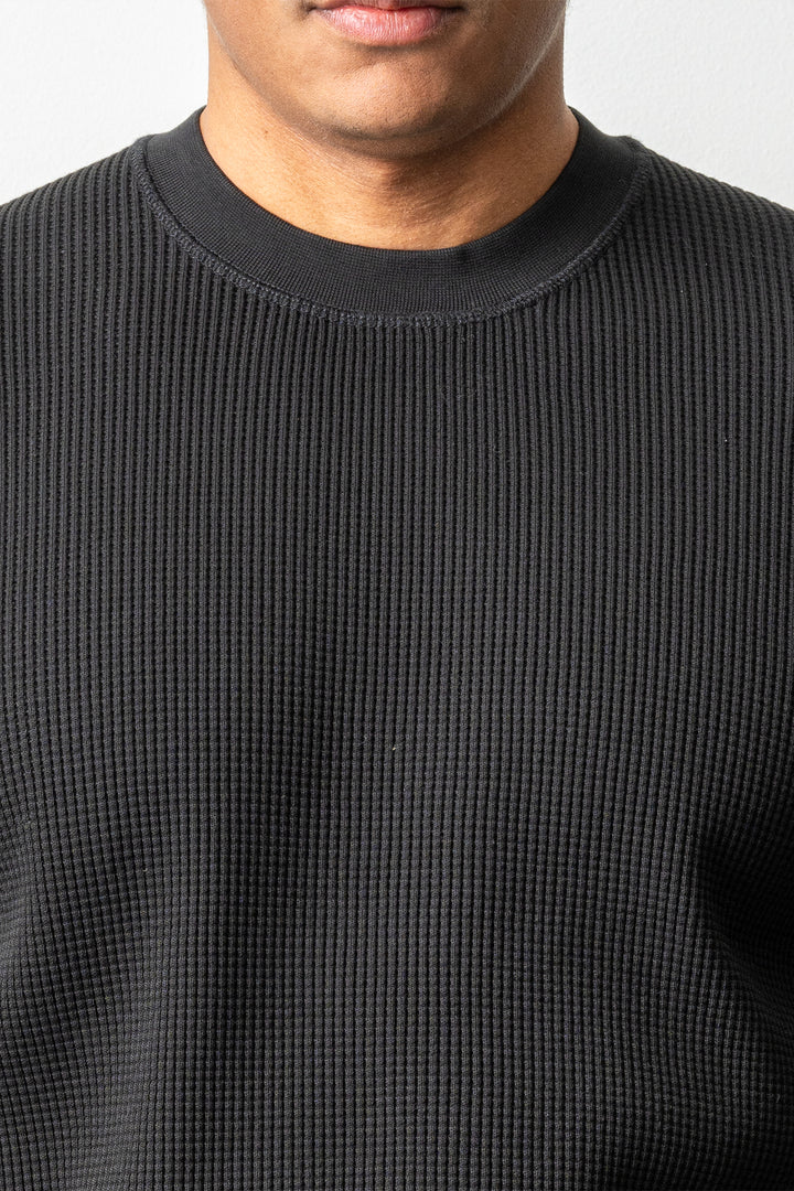 Organic Cotton Waffle Fleece Sweater 6100056 Black