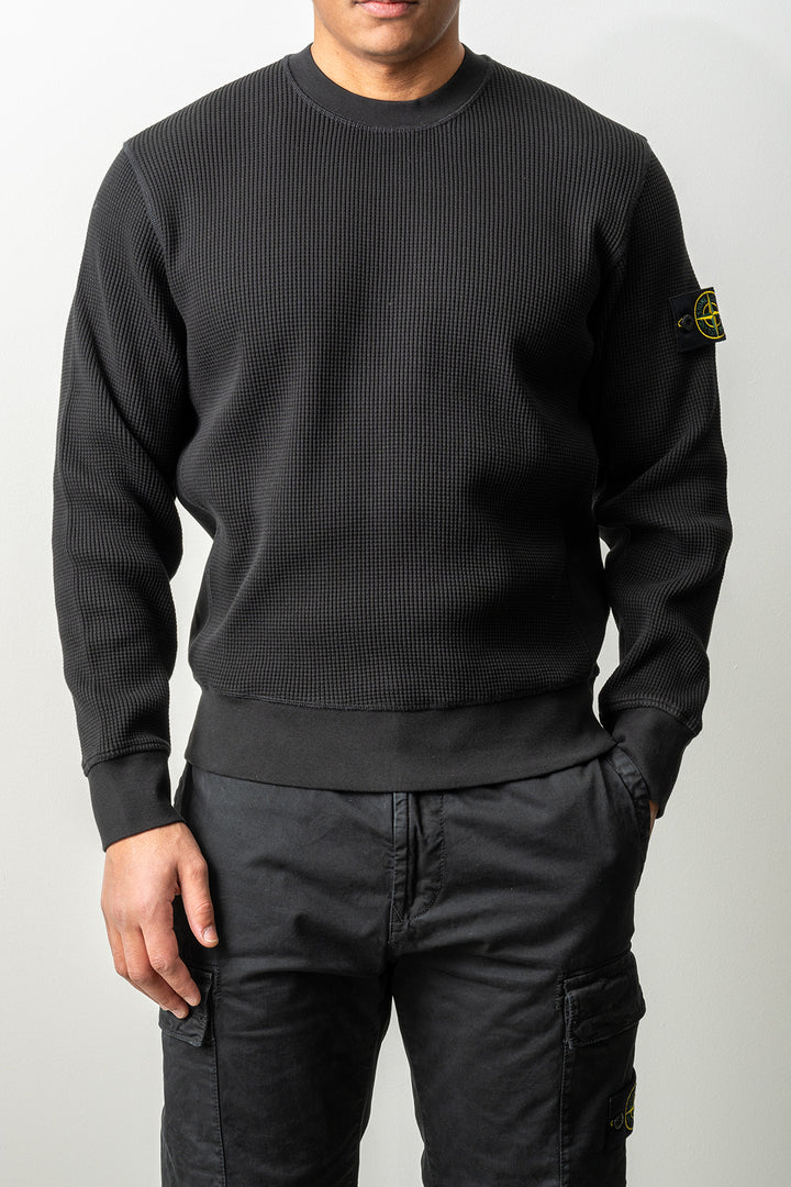 Organic Cotton Waffle Fleece Sweater 6100056 Black