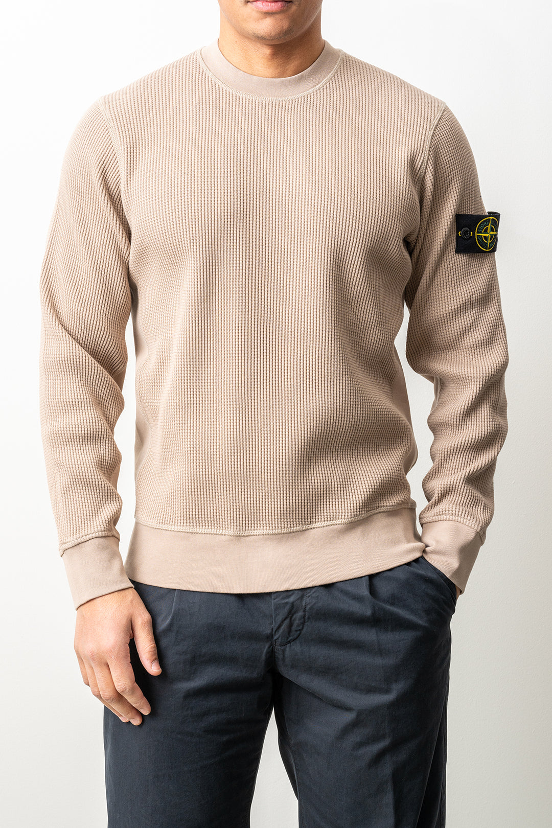 Organic Cotton Waffle Fleece Sweater 6100056 Desert Sand