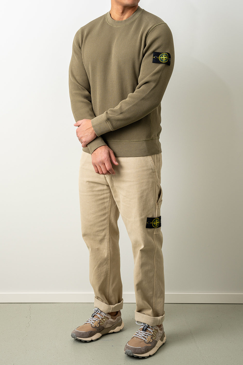 Organic Cotton Waffle Fleece Sweater 6100056 MILITARY GREEN