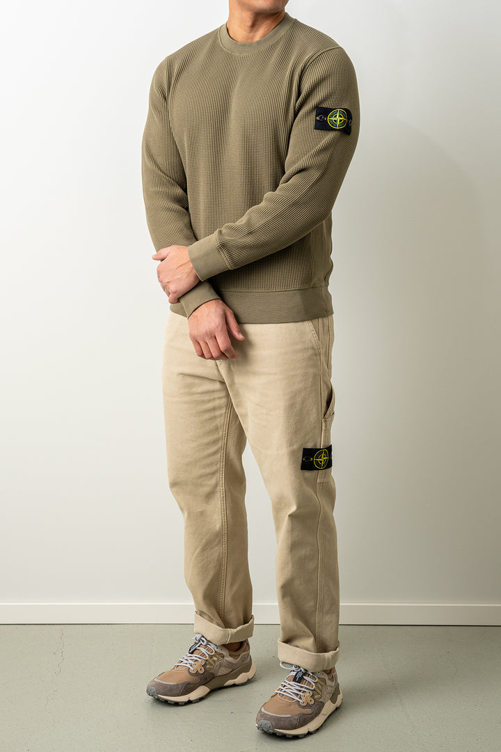 Organic Cotton Waffle Fleece Sweater 6100056 MILITARY GREEN