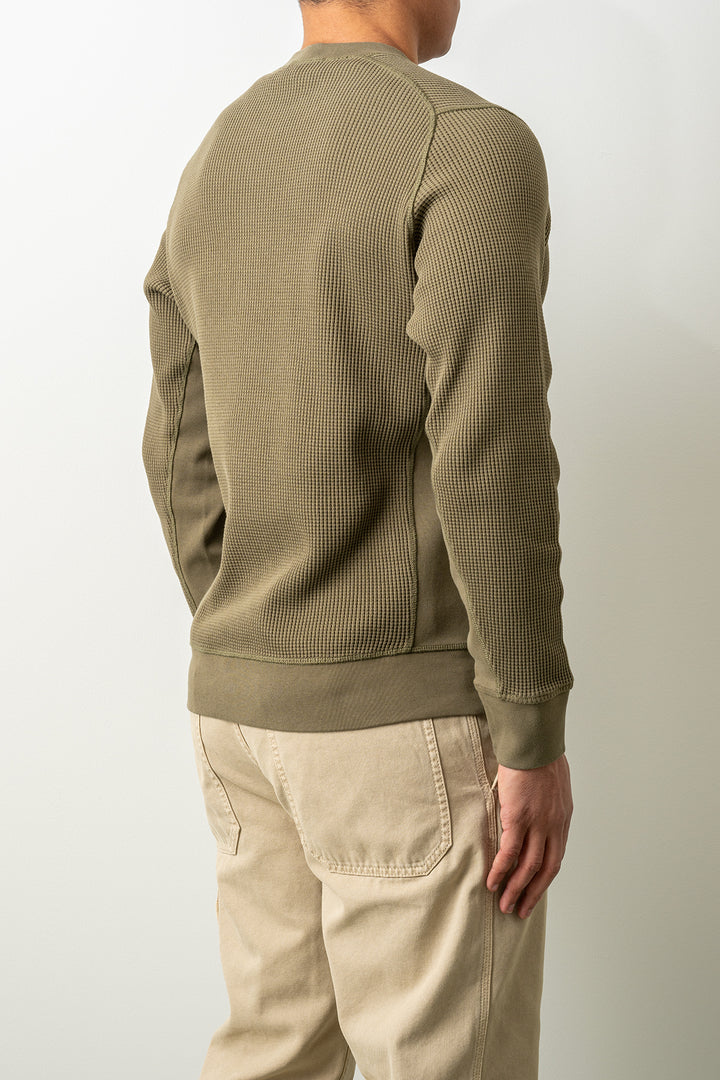 Organic Cotton Waffle Fleece Sweater 6100056 MILITARY GREEN