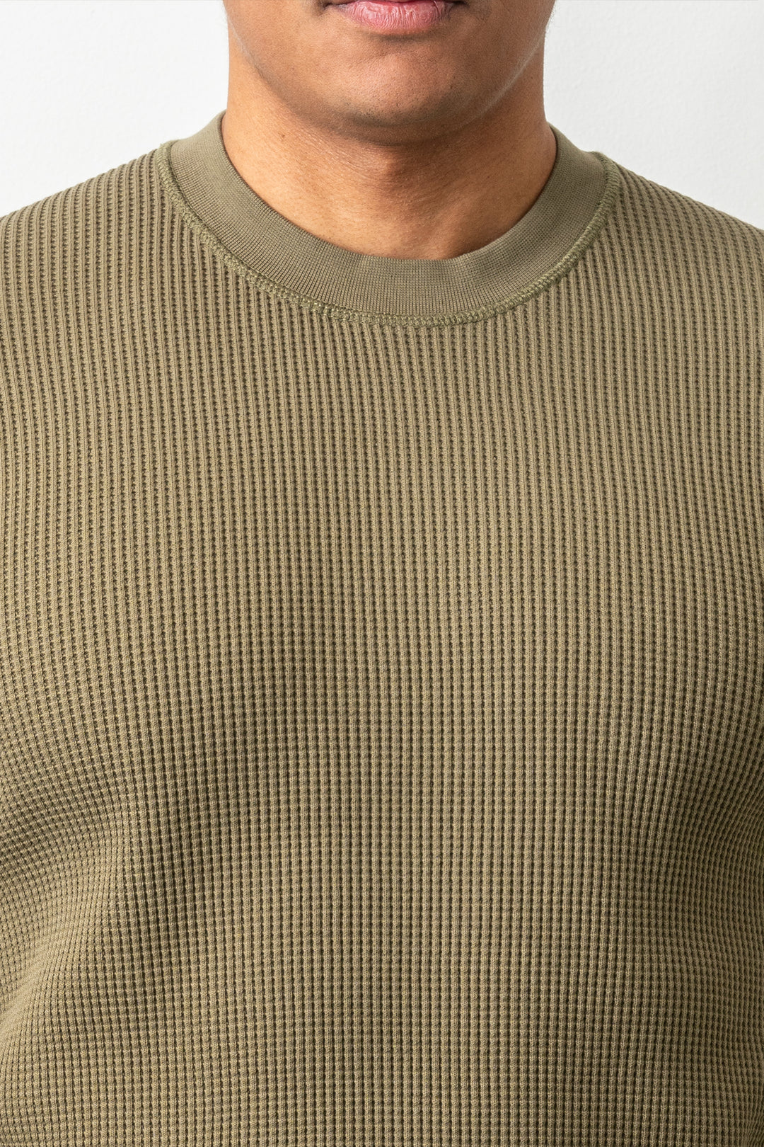 Organic Cotton Waffle Fleece Sweater 6100056 MILITARY GREEN