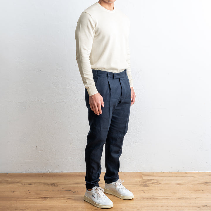Luxury Cotton Linen Trouser Navy