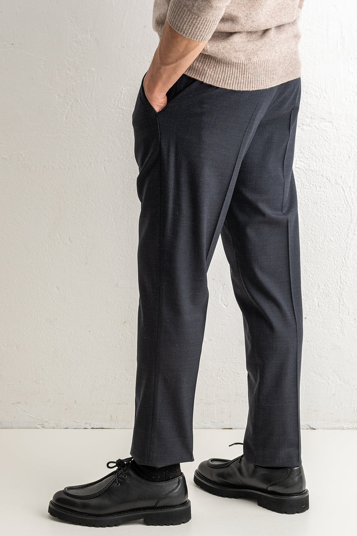 Gentlemen One Pleat Wool Trouser DARK GREY
