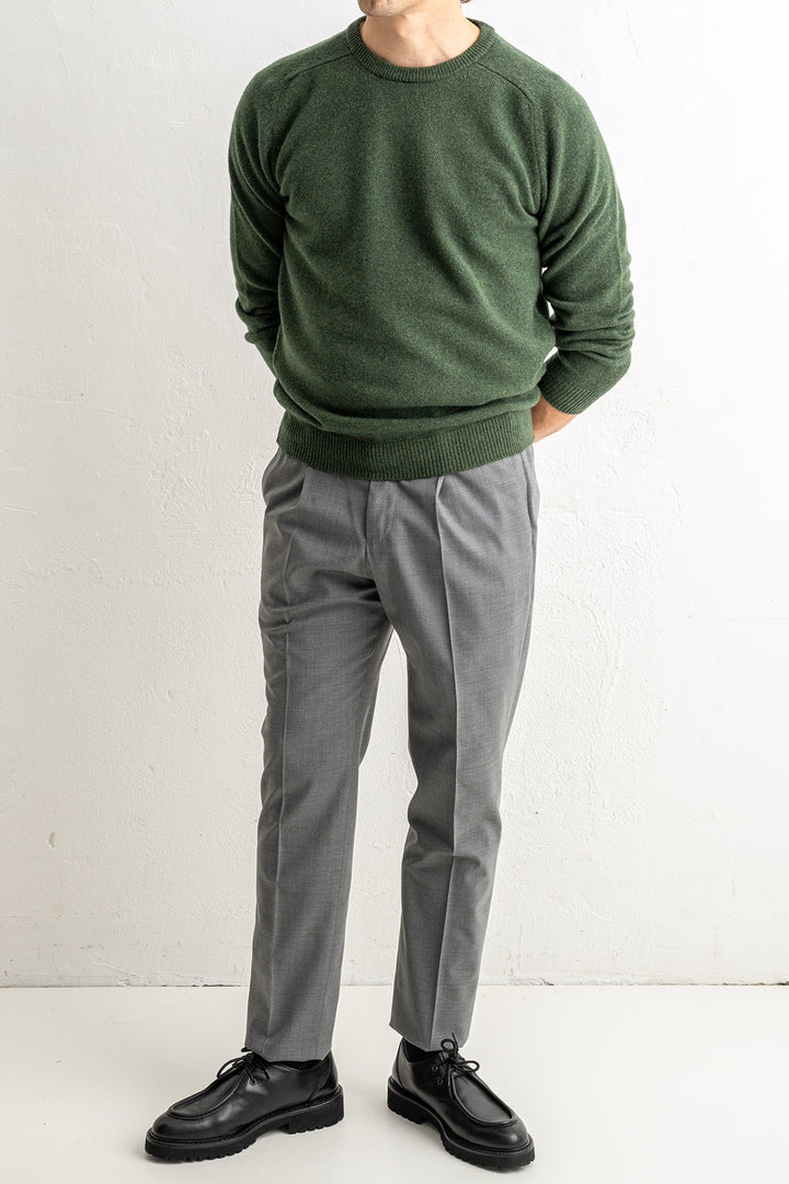 Gentlemen One Pleat Wool Trouser MID GREY