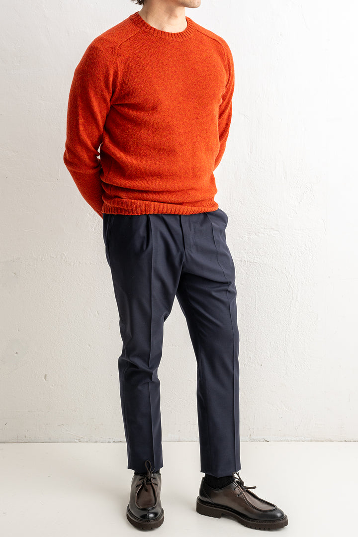 Gentlemen One Pleat Wool Trouser Navy
